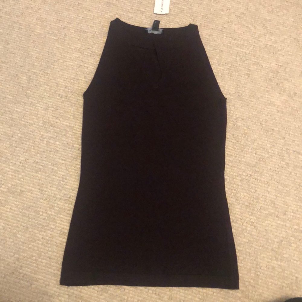 Sleeveless Plum top with neck slits